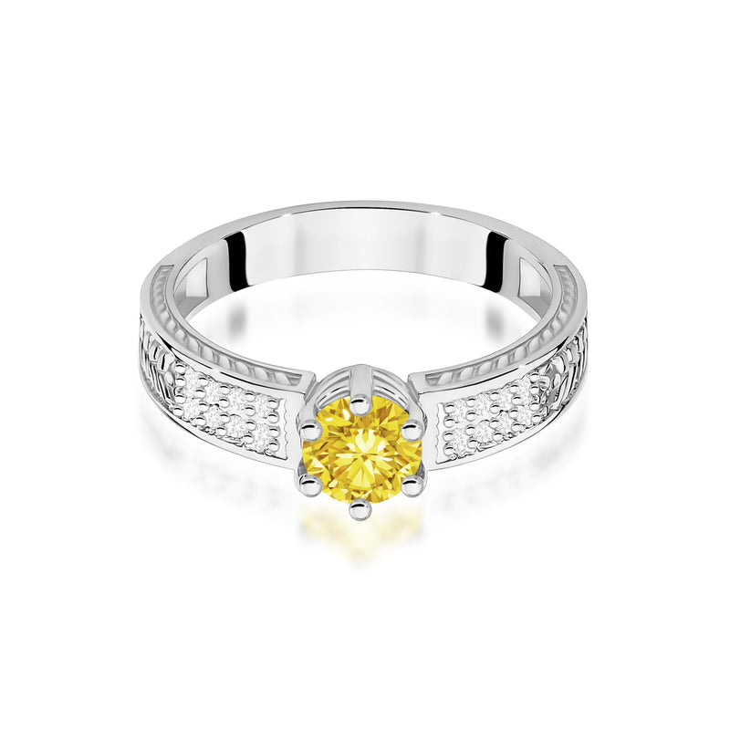 Inel Aur 9K cu Diamante Galbene de Laborator 0.58 ct, imaginea 6 din 8