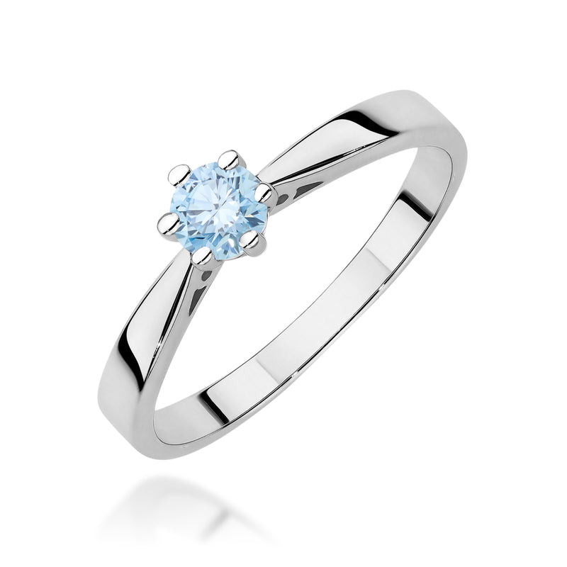 Inel Aur 9K cu Diamant Albastru de Laborator 0.30 ct, imaginea 5 din 8