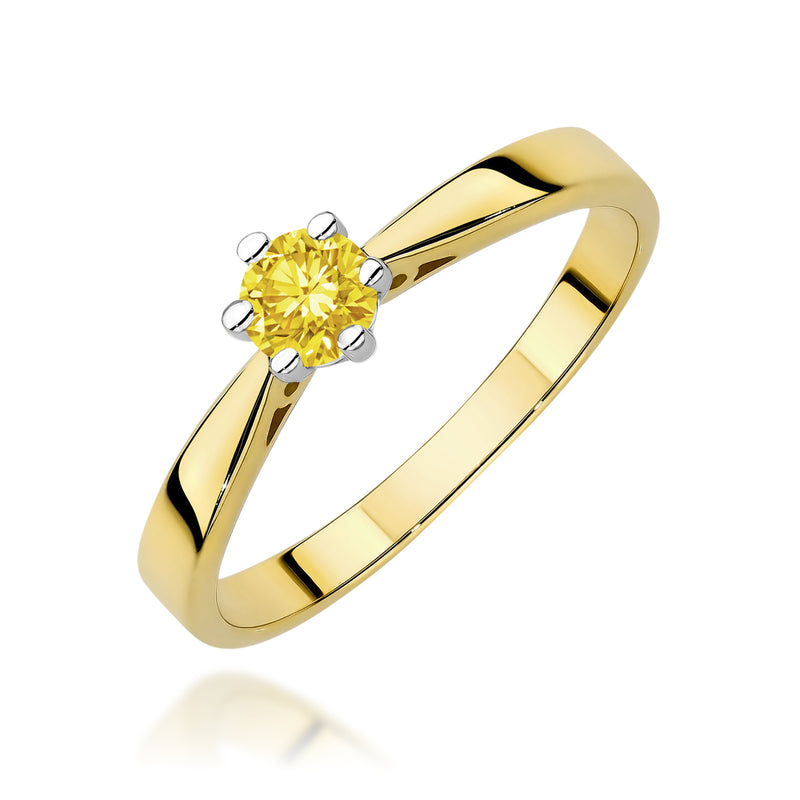 Inel Aur 9K cu Diamant Galben de Laborator 0.30 ct — Aur galben