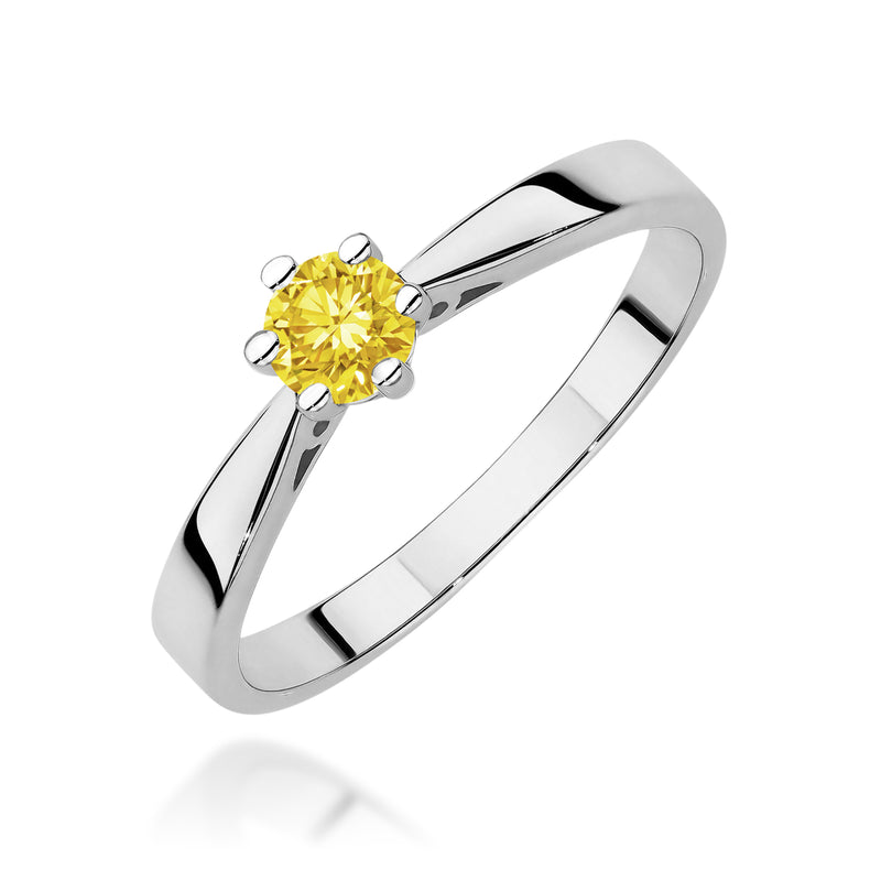 Inel Aur 9K cu Diamant Galben de Laborator 0.30 ct, imaginea 5 din 8