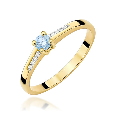 Inel Aur 9K cu Diamante Albastre de Laborator 0.19 ct