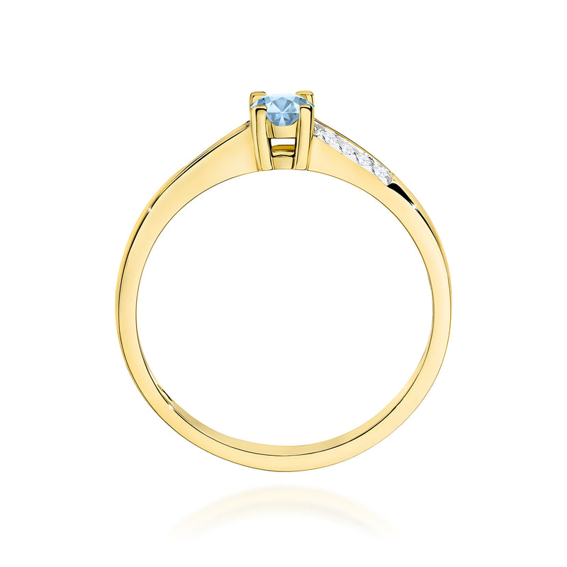 Inel Aur 9K cu Diamante Albastre de Laborator 0.19 ct, imaginea 3 din 8