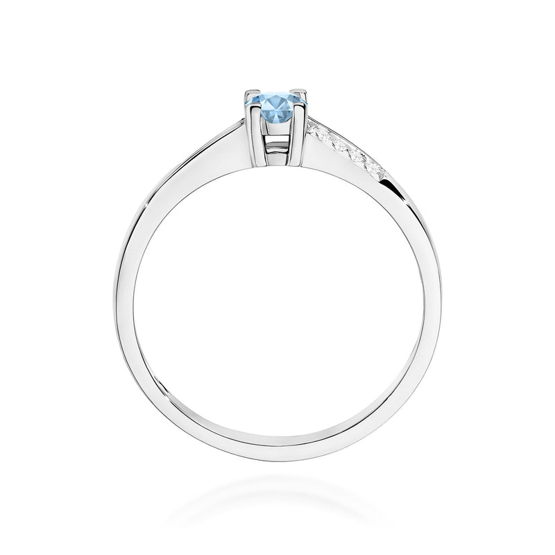 Inel Aur 9K cu Diamante Albastre de Laborator 0.19 ct, imaginea 7 din 8