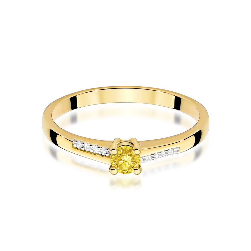 Inel Aur 9K cu Diamante Galbene de Laborator 0.19 ct, imaginea 2 din 8