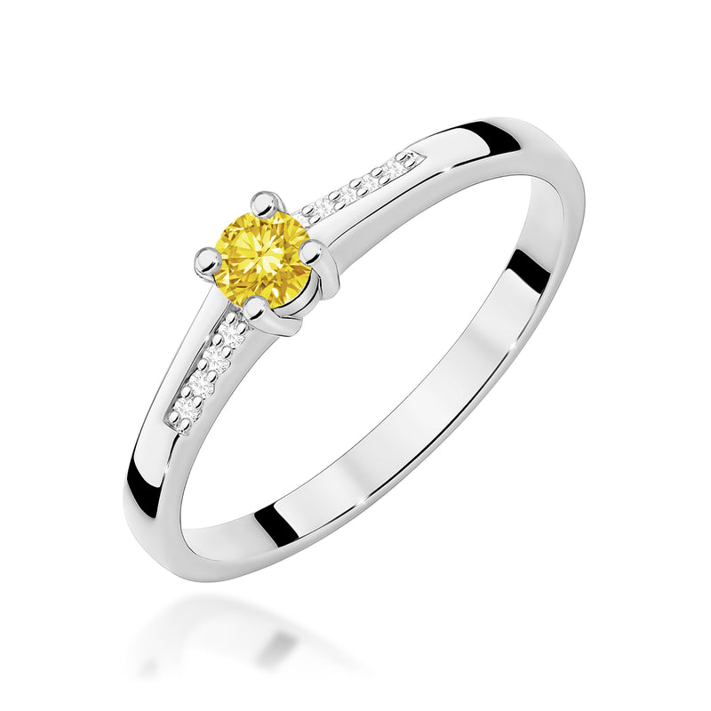 Inel Aur 9K cu Diamante Galbene de Laborator 0.19 ct, imaginea 5 din 8