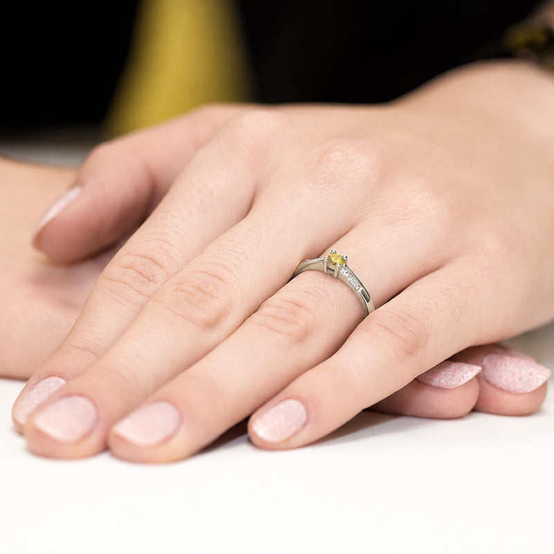 Inel Aur 9K cu Diamante Galbene de Laborator 0.19 ct, imaginea 8 din 8