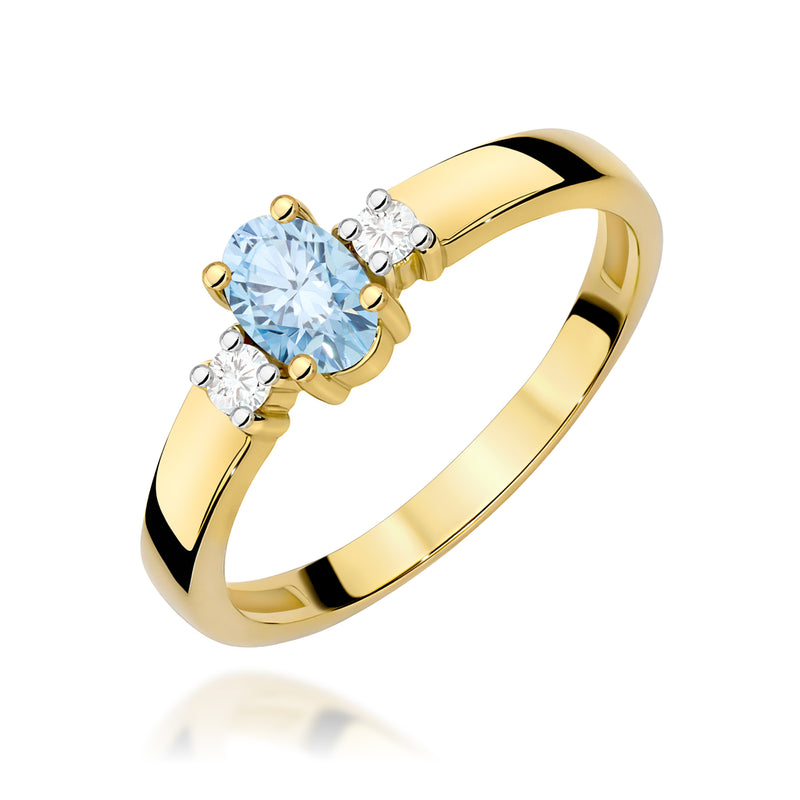 Inel Aur 9K cu Diamante Albastre de Laborator 0.58 ct — Aur galben