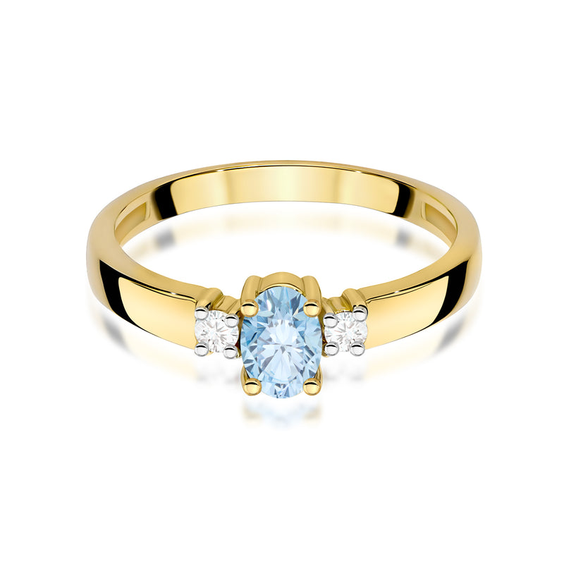 Inel Aur 9K cu Diamante Albastre de Laborator 0.58 ct, imaginea 2 din 8