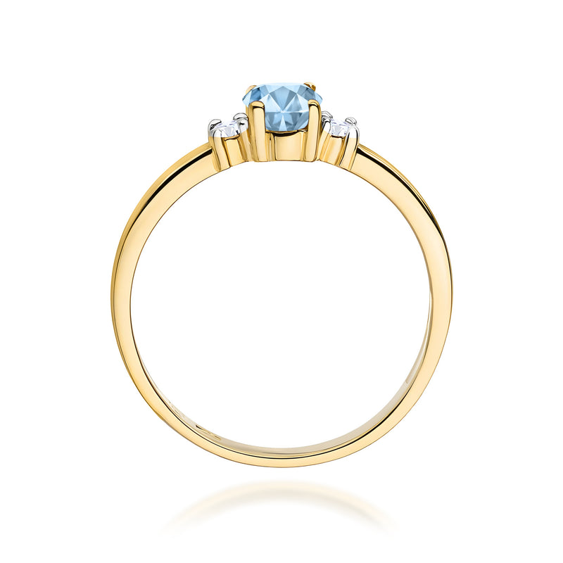 Inel Aur 9K cu Diamante Albastre de Laborator 0.58 ct, imaginea 3 din 8
