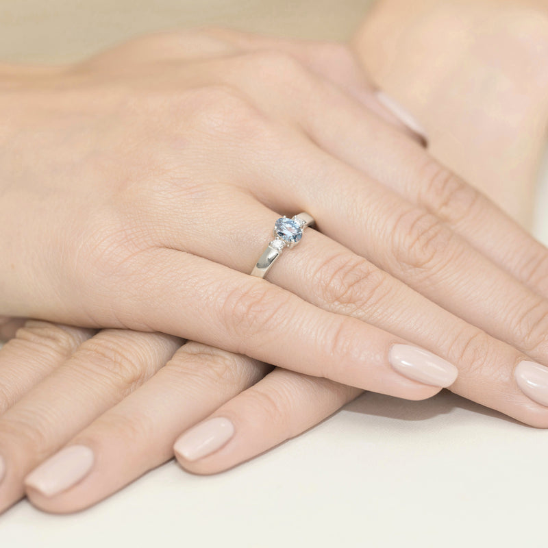 Inel Aur 9K cu Diamante Albastre de Laborator 0.58 ct, imaginea 8 din 8