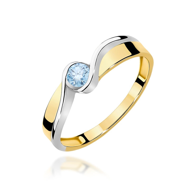 Inel Aur 9K cu Diamant Albastru de Laborator 0.15 ct — Aur galben