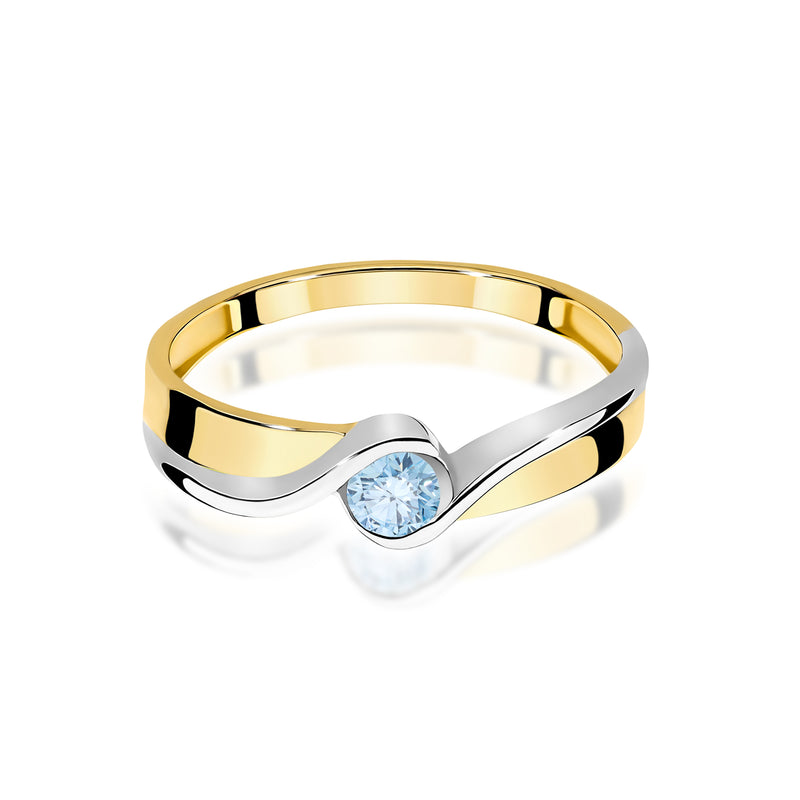 Inel Aur 9K cu Diamant Albastru de Laborator 0.15 ct, imaginea 2 din 8