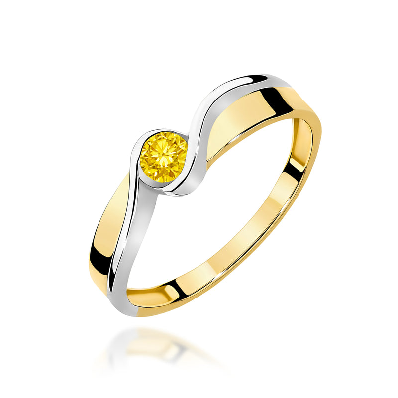 Inel Aur 9K cu Diamant Galben de Laborator 0.15 ct — Aur galben