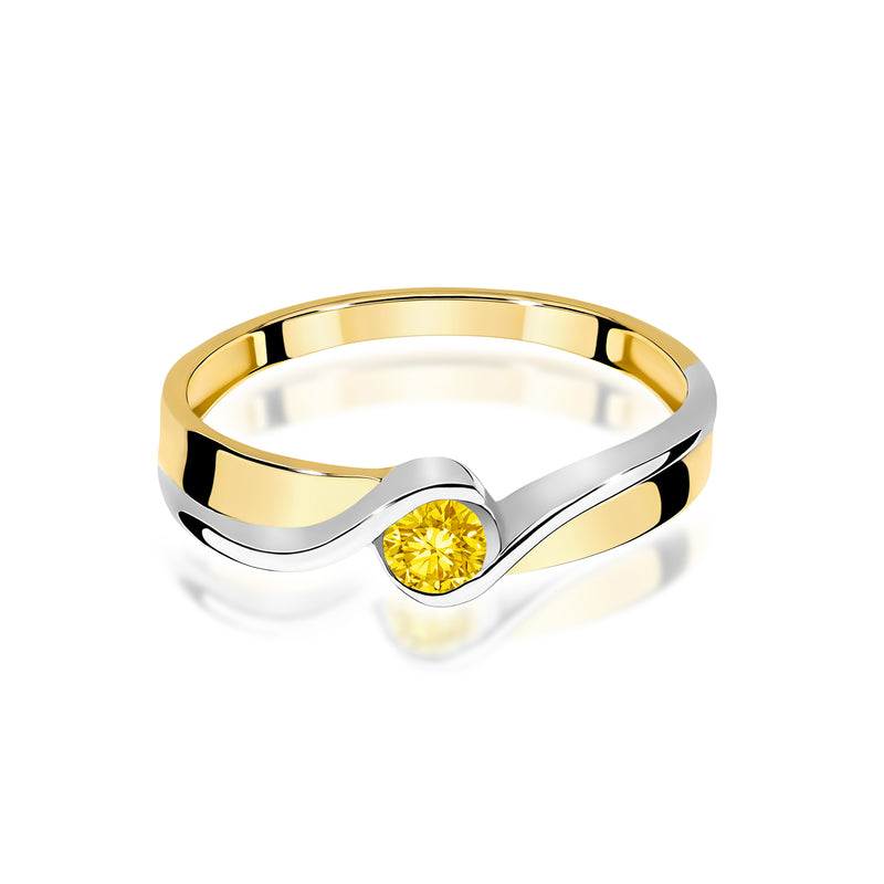 Inel Aur 9K cu Diamant Galben de Laborator 0.15 ct, imaginea 2 din 8