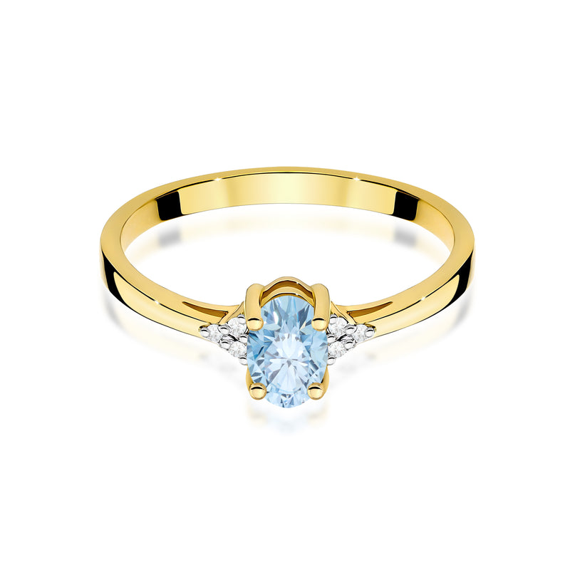 Inel Aur 9K cu Diamante Albastre de Laborator 0.65 ct, imaginea 2 din 8