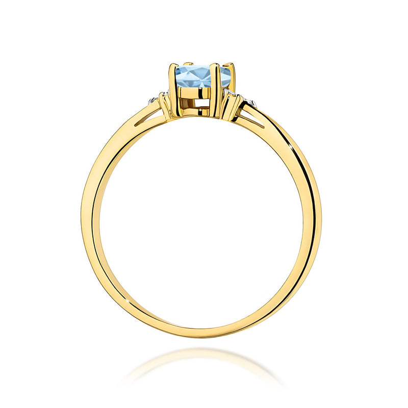 Inel Aur 9K cu Diamante Albastre de Laborator 0.65 ct, imaginea 3 din 8