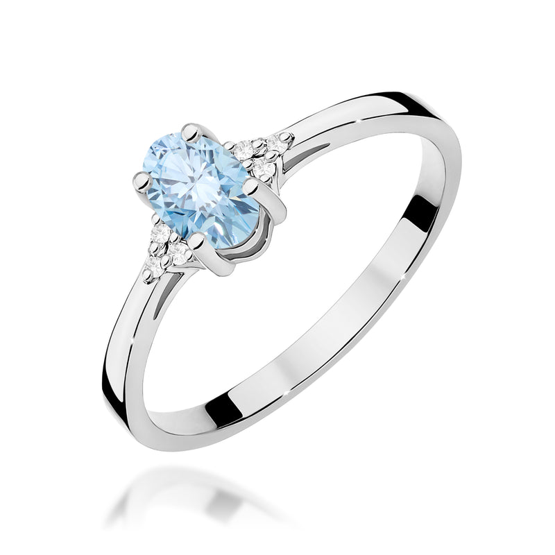 Inel Aur 9K cu Diamante Albastre de Laborator 0.65 ct, imaginea 5 din 8