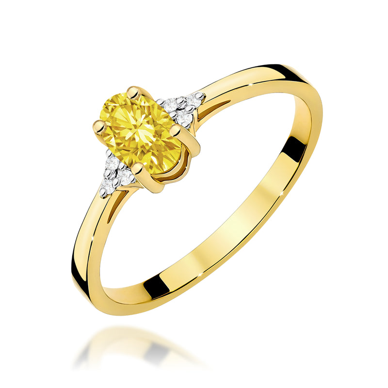 Inel Aur 9K cu Diamante Galbene de Laborator 0.65 ct — Aur galben