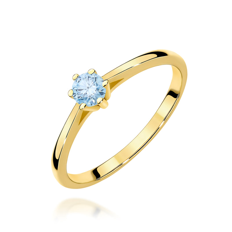 Inel Aur 9K cu Diamant Albastru de Laborator 0.15 ct — Aur galben