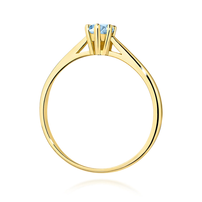 Inel Aur 9K cu Diamant Albastru de Laborator 0.15 ct, imaginea 3 din 8
