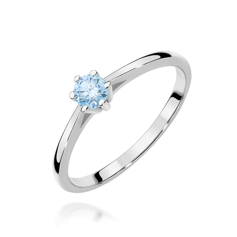 Inel Aur 9K cu Diamant Albastru de Laborator 0.15 ct, imaginea 5 din 8