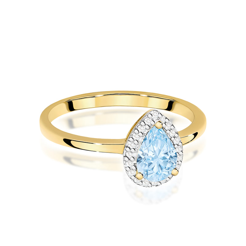 Inel Aur 9K cu Diamante Albastre de Laborator 0.60 ct, imaginea 2 din 8