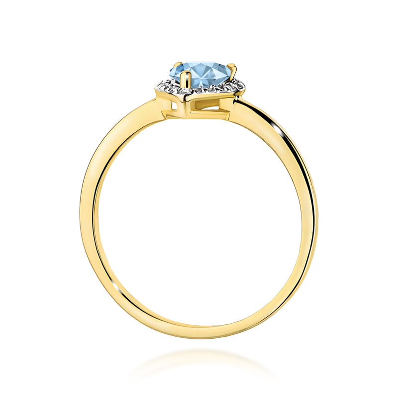 Inel Aur 9K cu Diamante Albastre de Laborator 0.60 ct, imaginea 3 din 8