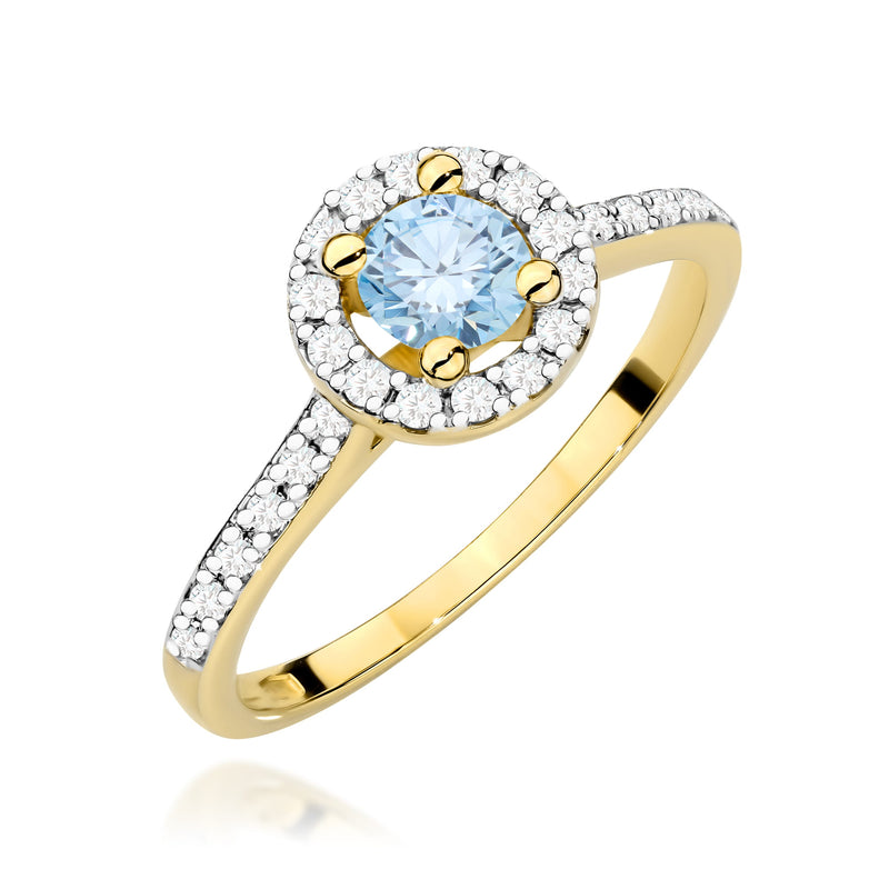 Inel Aur 9K cu Diamante Albastre de Laborator 0.72 ct — Aur galben