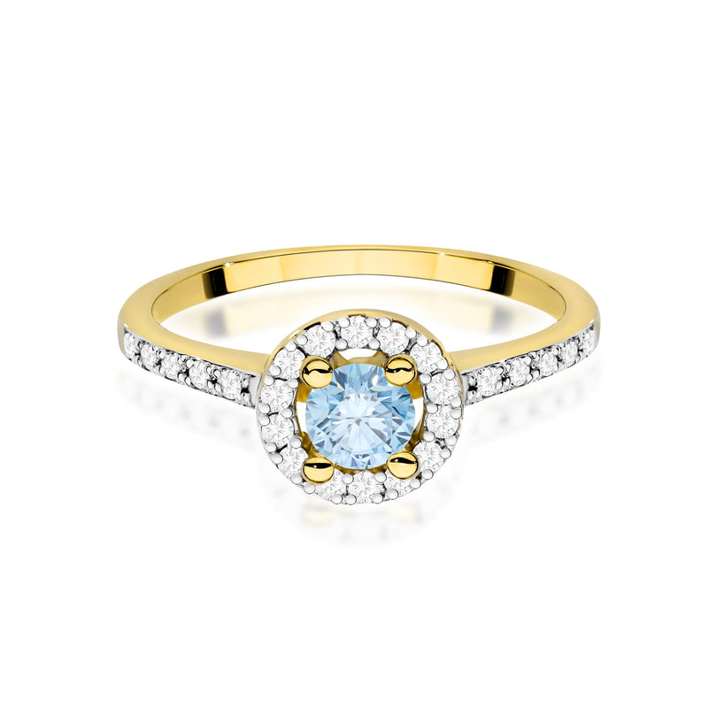 Inel Aur 9K cu Diamante Albastre de Laborator 0.72 ct, imaginea 2 din 8
