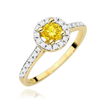 Inel Aur 9K cu Diamante Galbene de Laborator 0.72 ct