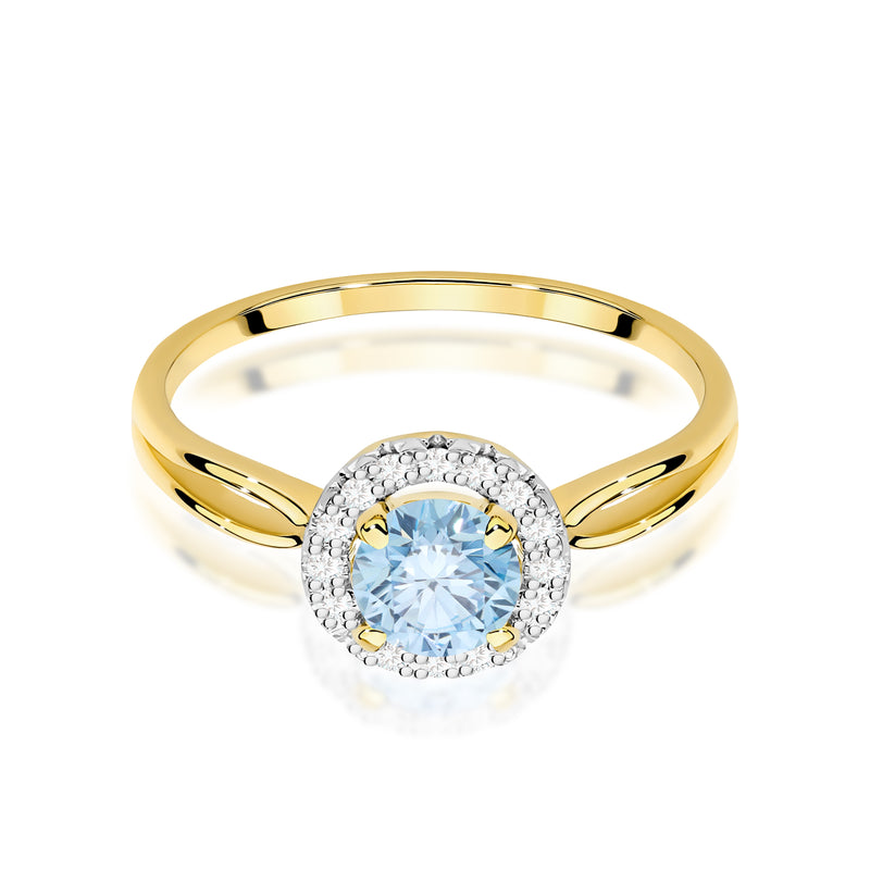 Inel Aur 9K cu Diamante Albastre de Laborator 0.58 ct, imaginea 2 din 8