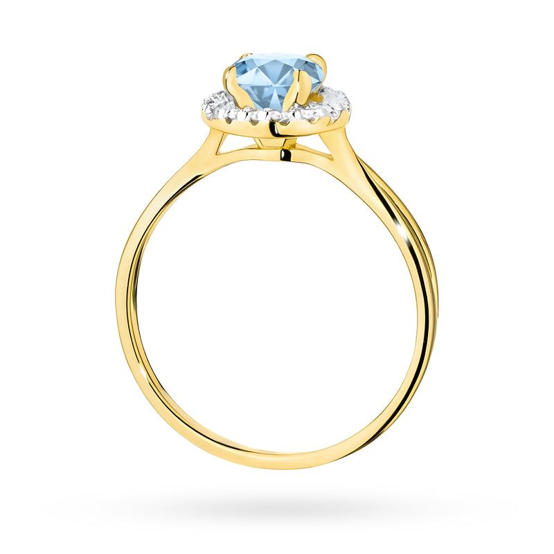Inel Aur 9K cu Diamante Albastre de Laborator 0.58 ct, imaginea 3 din 8