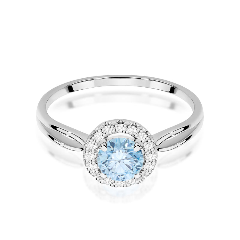 Inel Aur 9K cu Diamante Albastre de Laborator 0.58 ct, imaginea 6 din 8