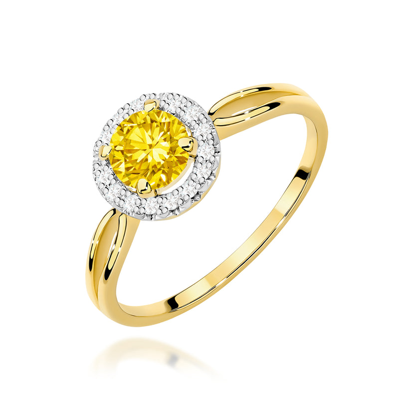 Inel Aur 9K cu Diamante Galbene de Laborator 0.58 ct — Aur galben