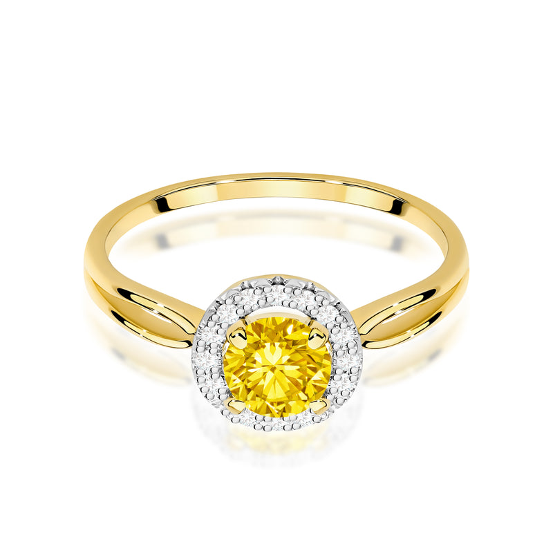 Inel Aur 9K cu Diamante Galbene de Laborator 0.58 ct, imaginea 2 din 8