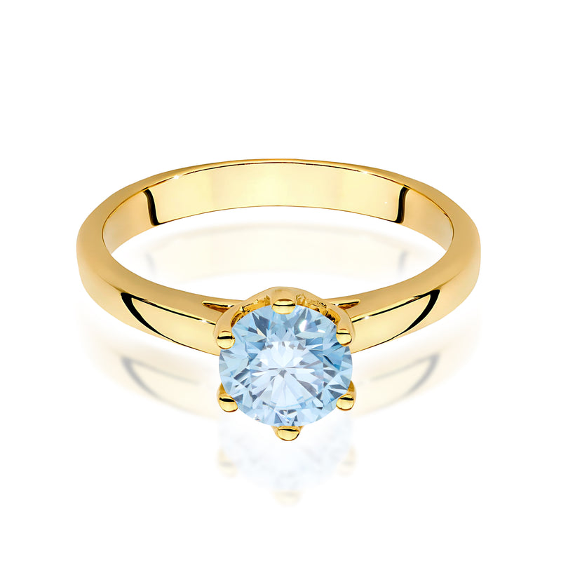 Inel Aur 9K cu Diamant Albastru de Laborator 1.00 ct, imaginea 2 din 8
