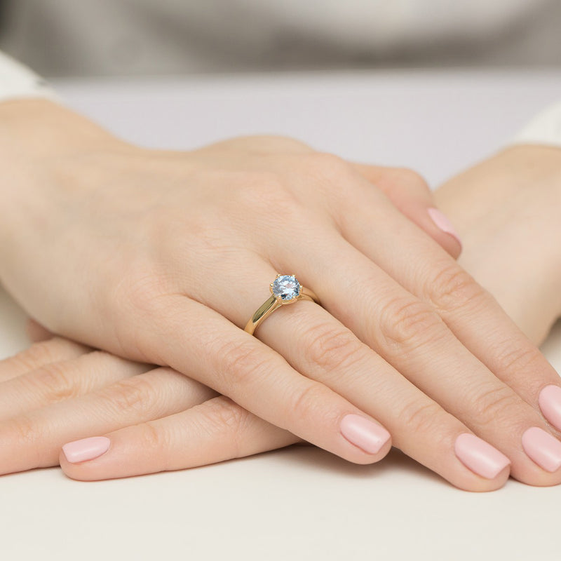 Inel Aur 9K cu Diamant Albastru de Laborator 1.00 ct, imaginea 4 din 8