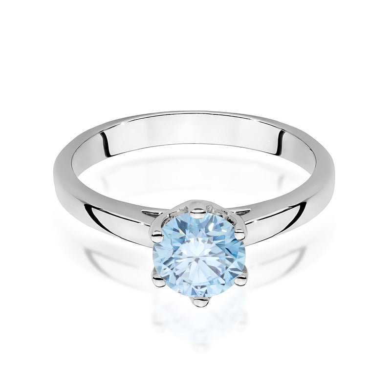 Inel Aur 9K cu Diamant Albastru de Laborator 1.00 ct, imaginea 6 din 8
