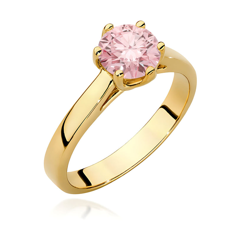 Inel Aur 9K cu Diamant Roz de Laborator 1.00 ct — Aur galben