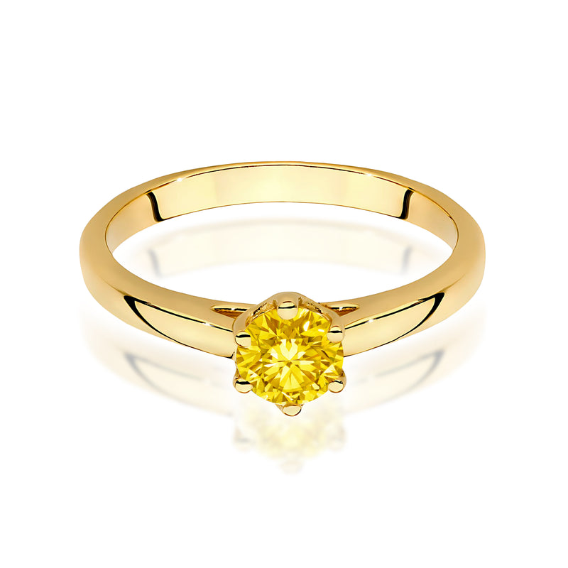 Inel Aur 9K cu Diamant Galben de Laborator 0.50 ct, imaginea 2 din 8