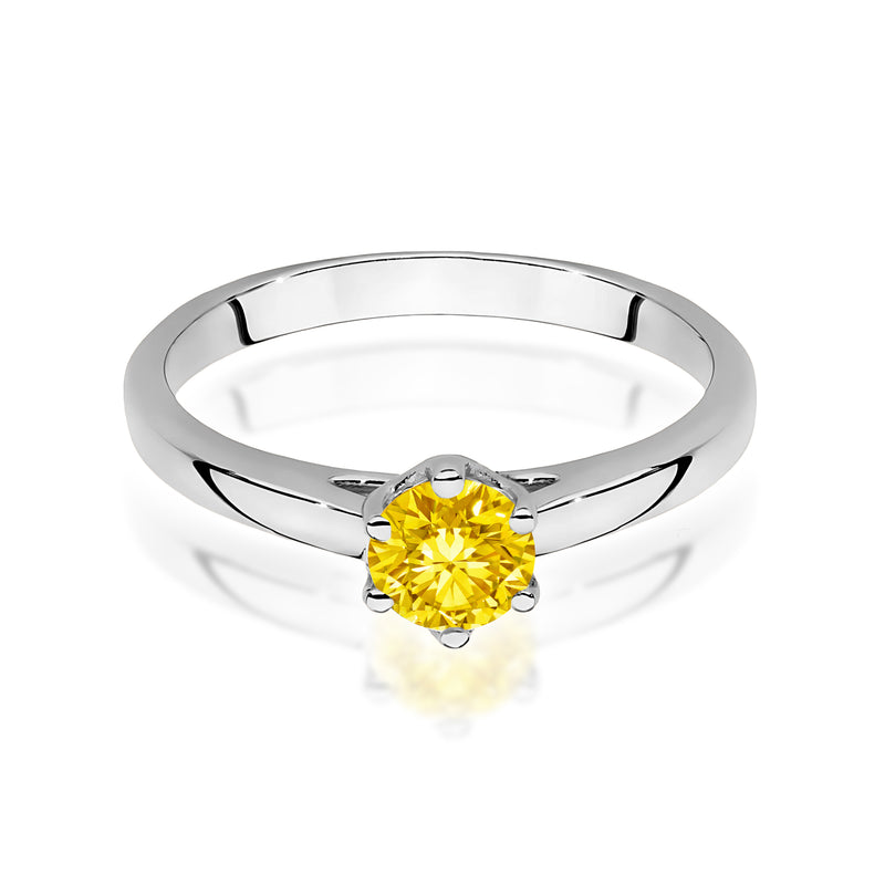 Inel Aur 9K cu Diamant Galben de Laborator 0.50 ct, imaginea 6 din 8