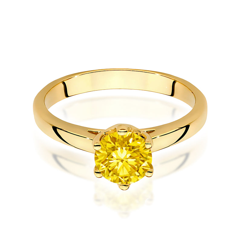 Inel Aur 9K cu Diamant Galben de Laborator 1.00 ct, imaginea 2 din 8