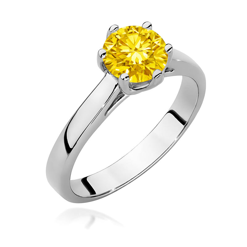 Inel Aur 9K cu Diamant Galben de Laborator 1.00 ct, imaginea 5 din 8