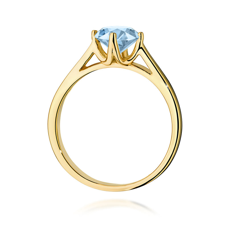 Inel Aur 9K cu Diamant Albastru de Laborator 1.00 ct, imaginea 3 din 8
