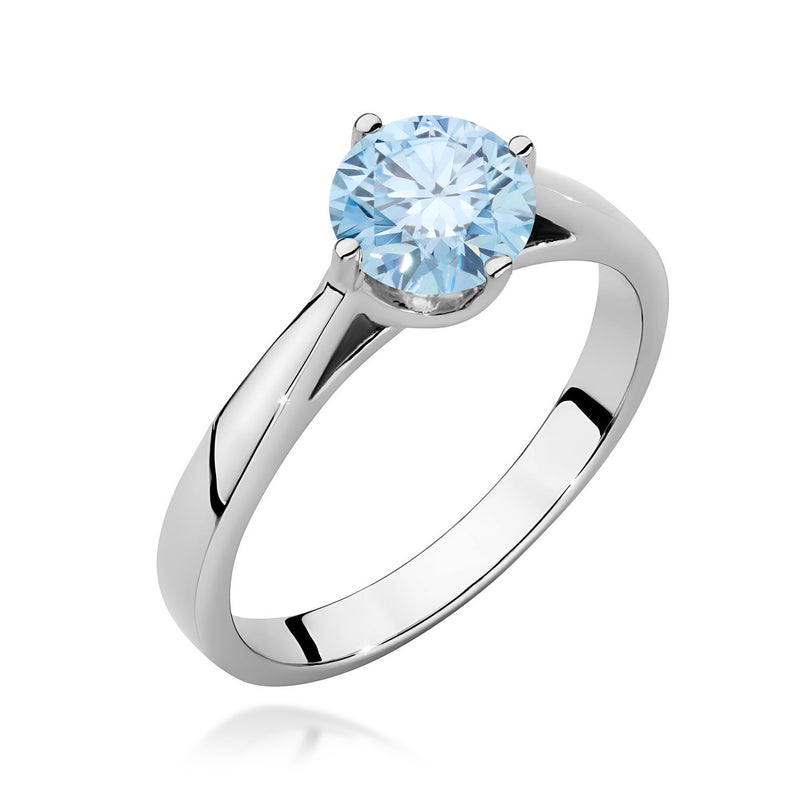 Inel Aur 9K cu Diamant Albastru de Laborator 1.00 ct, imaginea 5 din 8
