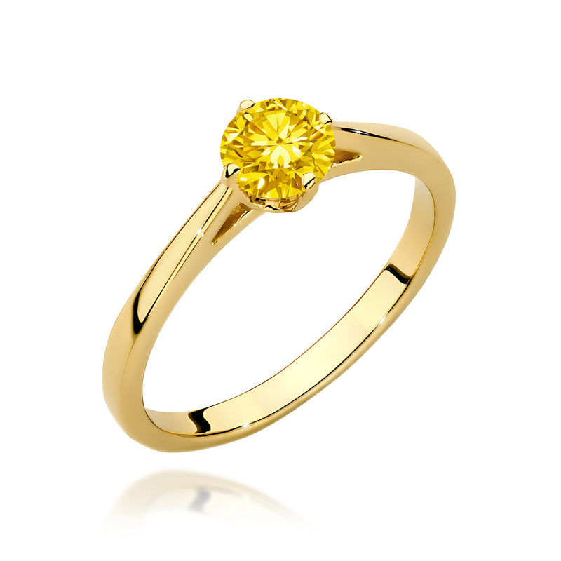 Inel Aur 9K cu Diamant Galben de Laborator 0.50 ct — Aur galben
