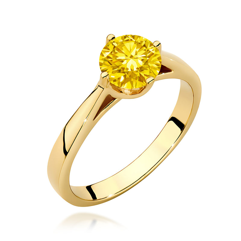 Inel Aur 9K cu Diamant Galben de Laborator 1.00 ct — Aur galben