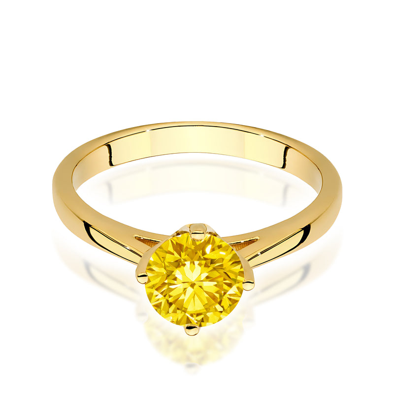 Inel Aur 9K cu Diamant Galben de Laborator 1.00 ct, imaginea 2 din 8