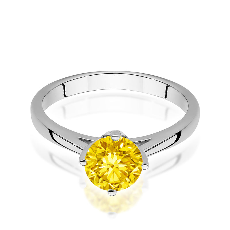Inel Aur 9K cu Diamant Galben de Laborator 1.00 ct, imaginea 6 din 8