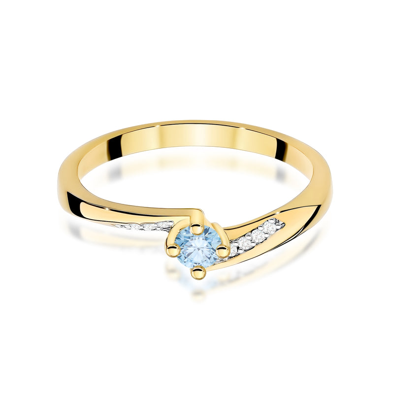 Inel Aur 14K cu Diamante Albastre de Laborator 0.19 ct, imaginea 2 din 12